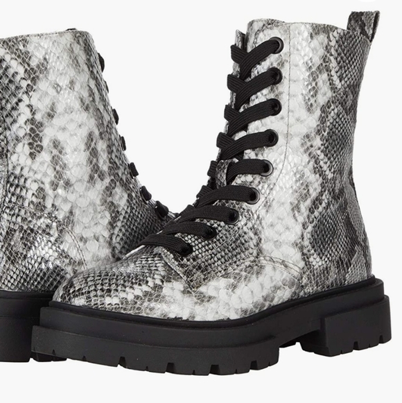 DV by Dolce Vita Shoes - NEW DV Dolce Vita Flume Combat Boots Snake Print Faux Leather Gray